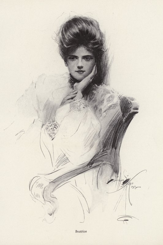 Beatrice adında bir kadının portresi (lito) by Harrison Fisher