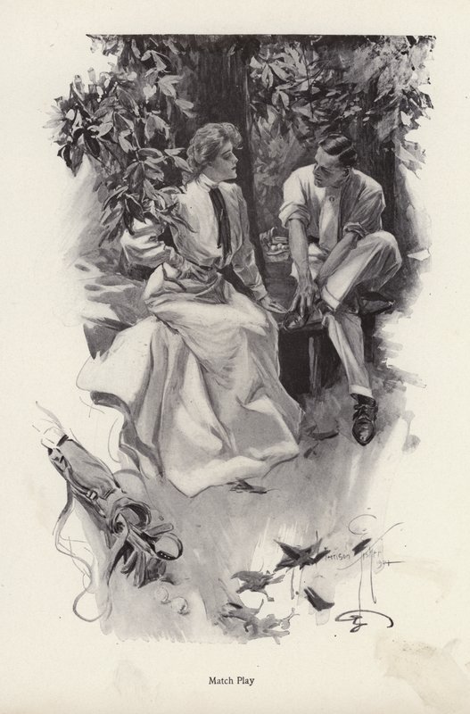 Golf oyunlarına ara veren romantik çift (litho) by Harrison Fisher