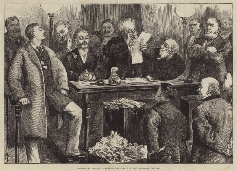 Genel Seçim, Anket Sonucunun Okunması by Harry Furniss