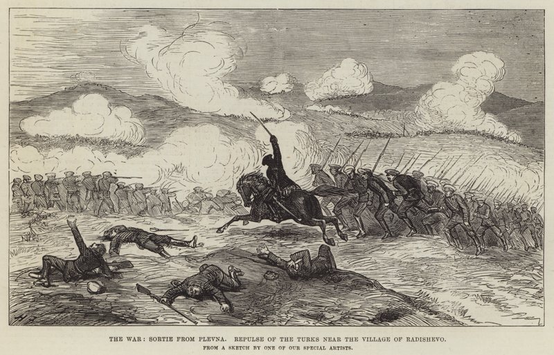 Savaş, Plevneli Taarruz, Radişevo Köyü Yakınında Türklerin İtilmesi by Harry Furniss