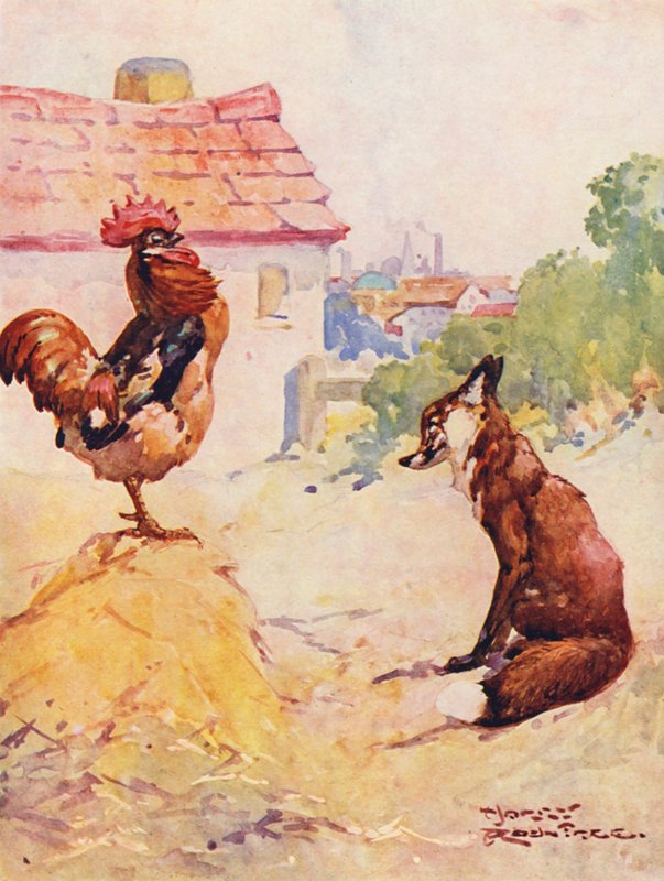 Tilki ve Horoz (renkli taş) by Harry Rountree