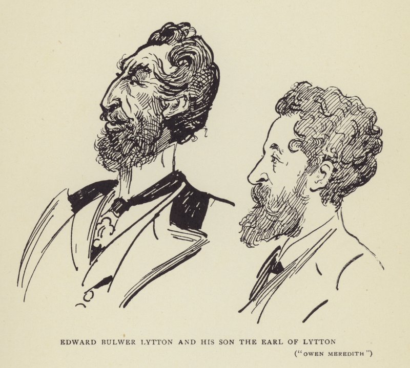 Edward Bulwer Lytton ve oğlu Lytton Kontu Owen Meredith by Harry Furniss