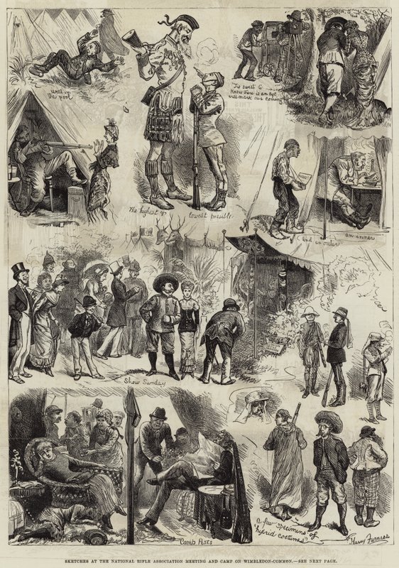 Wimbledon-Common Ulusal Tüfek Birliği Toplantısı ve Kampında Skeçler by Harry Furniss