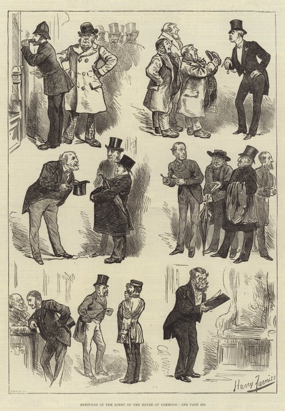 Avam Kamarası Lobisindeki Skeçler by Harry Furniss
