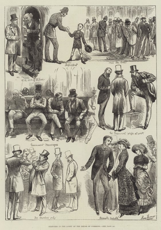 Avam Kamarası Lobisindeki Skeçler by Harry Furniss