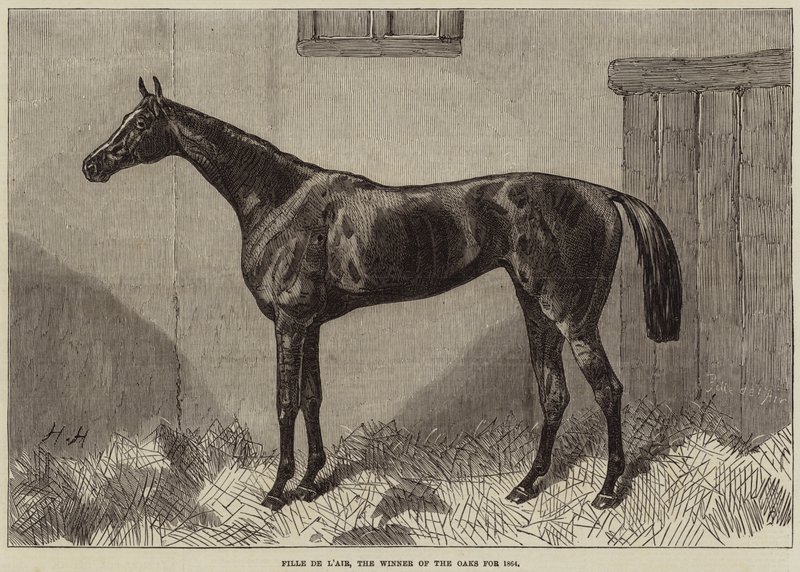 Fille de l'Air, The Oaks'ın 1864 Galibi by Harry Hall