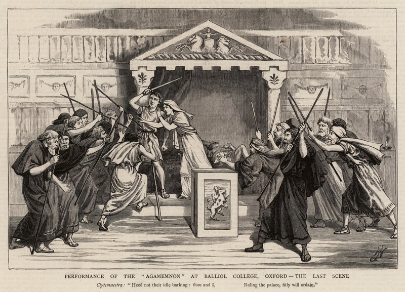 Agamemnon'un Balliol College, Oxford'daki Performansı, Son Sahne by Harry Hamilton Johnston