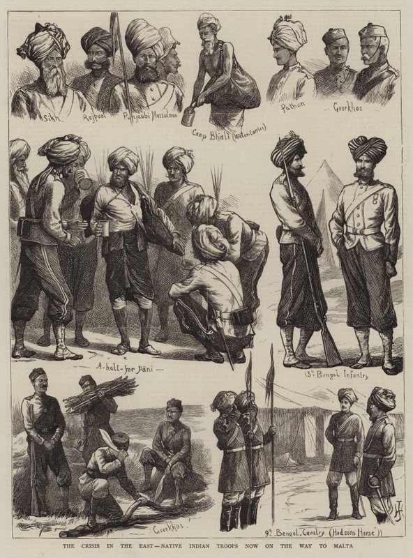 Doğudaki Kriz, Yerli Kızılderili Birlikleri Şimdi Malta Yolunda by Harry Hamilton Johnston