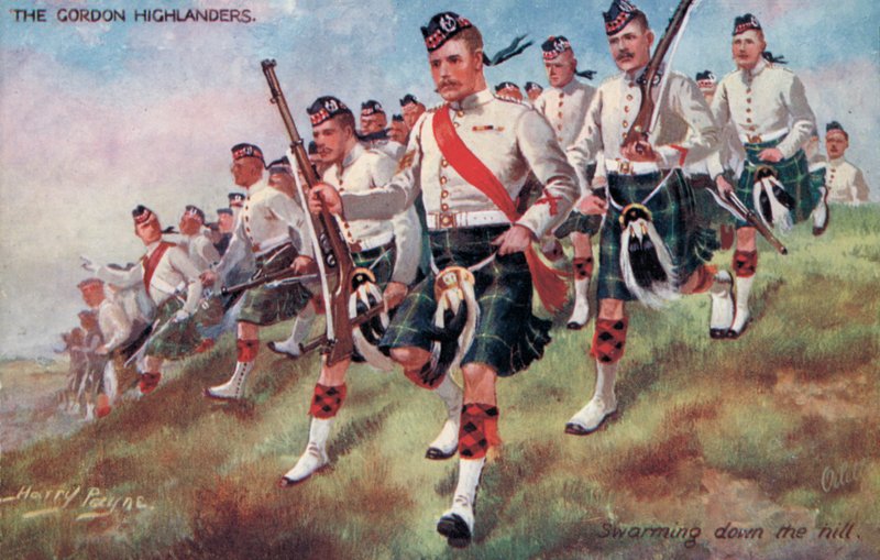 Gordon Highlanders, tepeden aşağı kaynıyor (renkli taş) by Harry Payne
