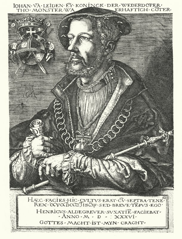 Leiden John, Hollandalı Anabaptist lider ve 1534-1535 Munster İsyanı liderlerinden biri (gravür) by Heinrich (after) Aldegrever