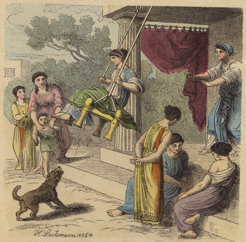 Antik Yunan eğlenceleri (renkli gravür) by Heinrich Leutemann