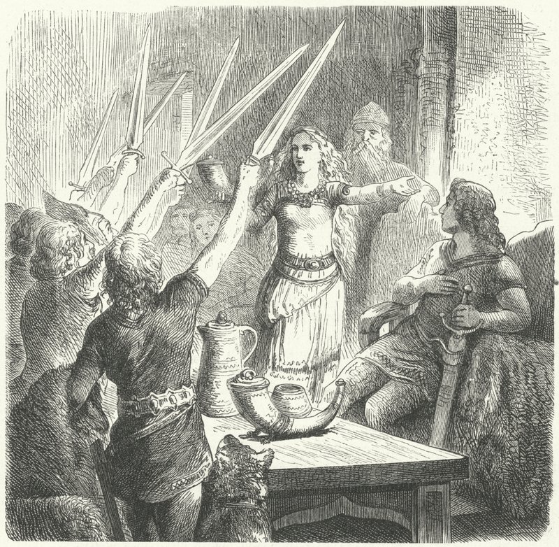 Balts krallarının çocuklarına kadeh kaldırıyor (gravür) by Heinrich Leutemann