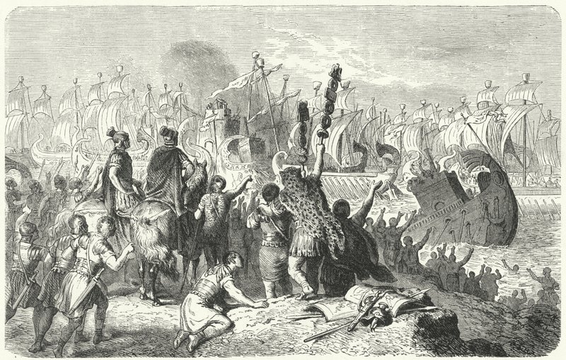 Actium Savaşı, MÖ 31 (gravür) by Heinrich Leutemann