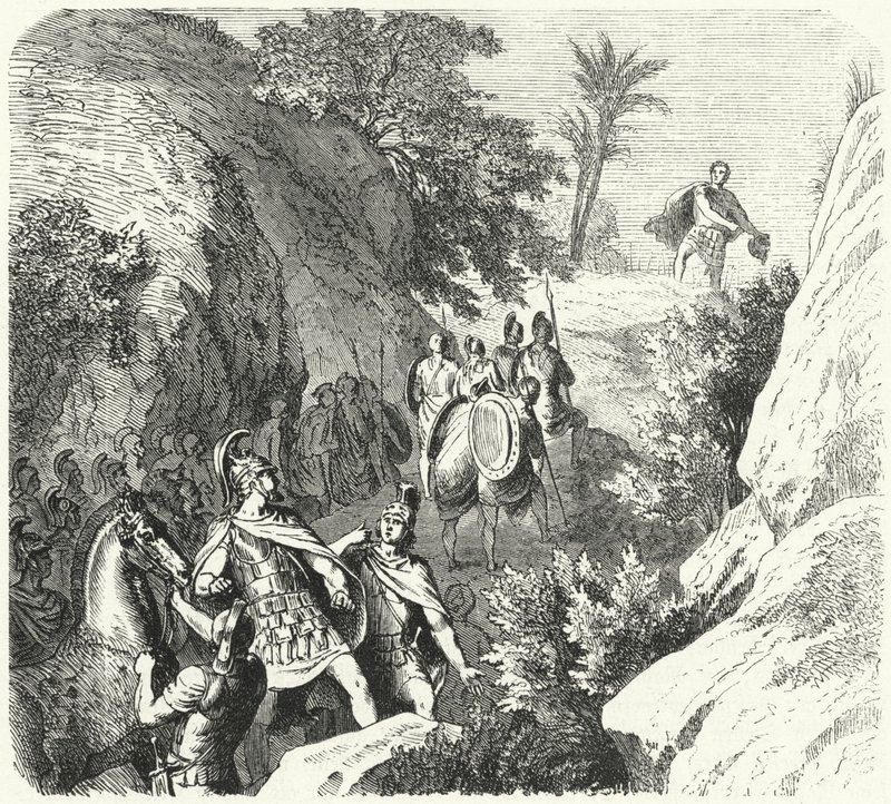 Makedonyalı Perseus, Teselya geçitleri boyunca yürüyüşte (gravür) by Heinrich Leutemann