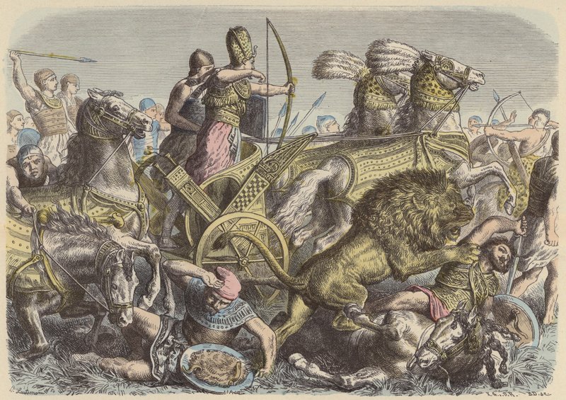 Ramses Büyük Mısır savaş alanında (renkli gravür) by Heinrich Leutemann