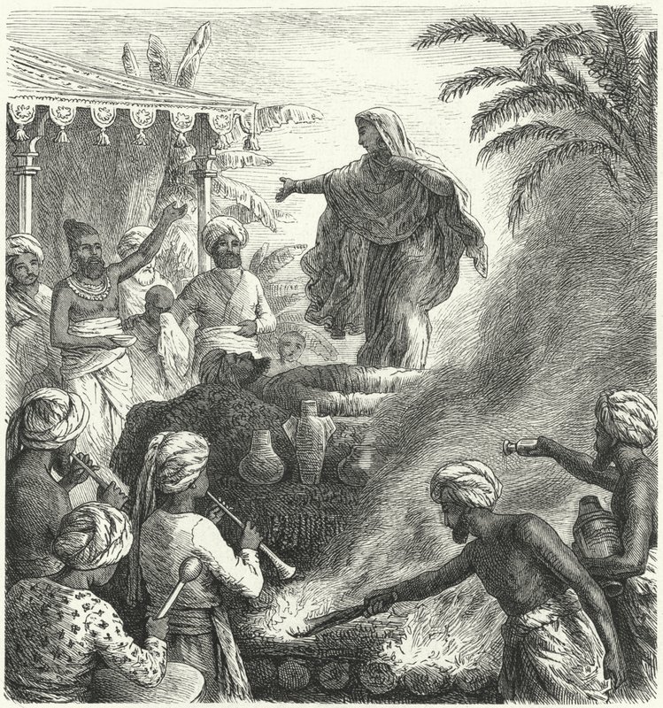 Suttee, Hindu cenaze geleneği (gravür) by Heinrich Leutemann