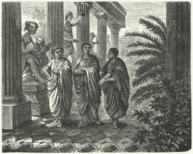 Roma İmparatoru Augustus, Gaius Maecenas ve Virgil (gravür) by Heinrich Leutemann