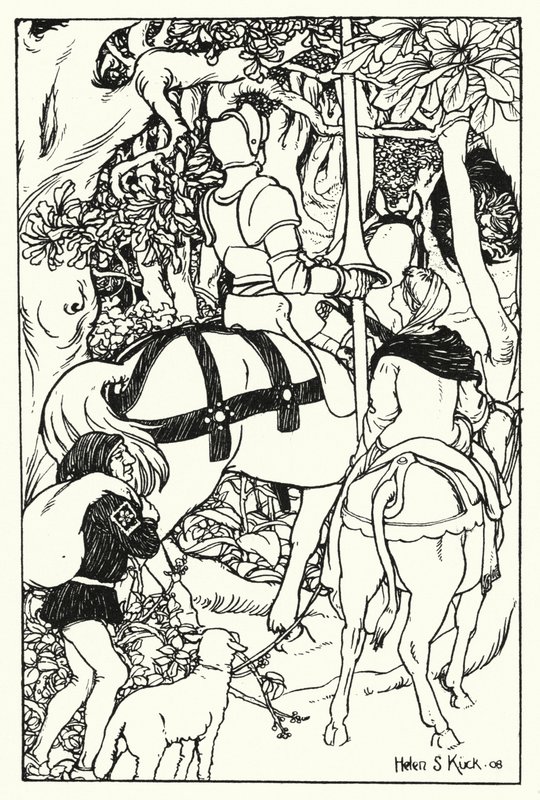Kızıl Haç ve Ormandaki Lady Una (gravür) by Helen S. Kuck