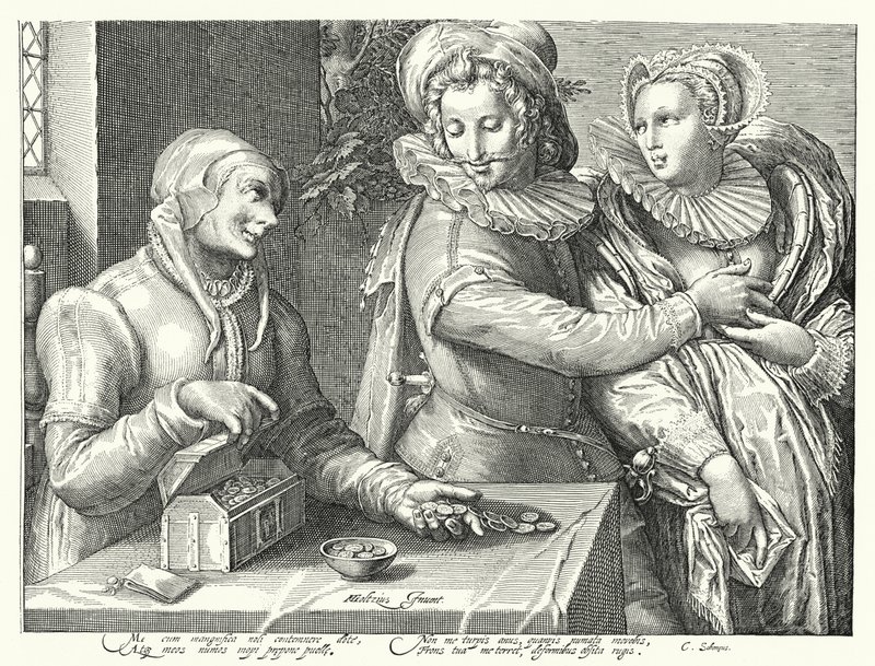 Zenginlik Yerine Güzellik Aşkını Seçen Bir Genç (gravür) by Hendrik (after) Goltzius