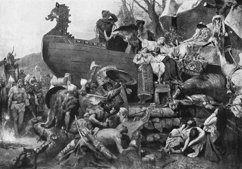 Bir Varangian Reisinin Cenazesi (lito) by Hendrik (after) Siemiradzki