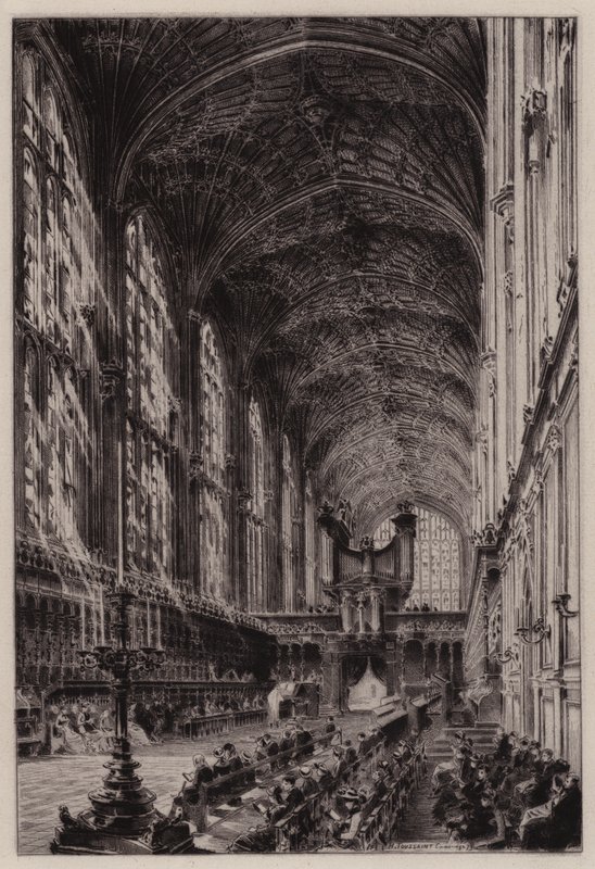 Cambridge: King's College Şapeli'nin İçi (gravür) by Henri (after) Toussaint