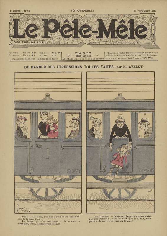 Tehlike stok ifadeleri. Le Pele-Mele için çizim, 1902 by Henri Avelot