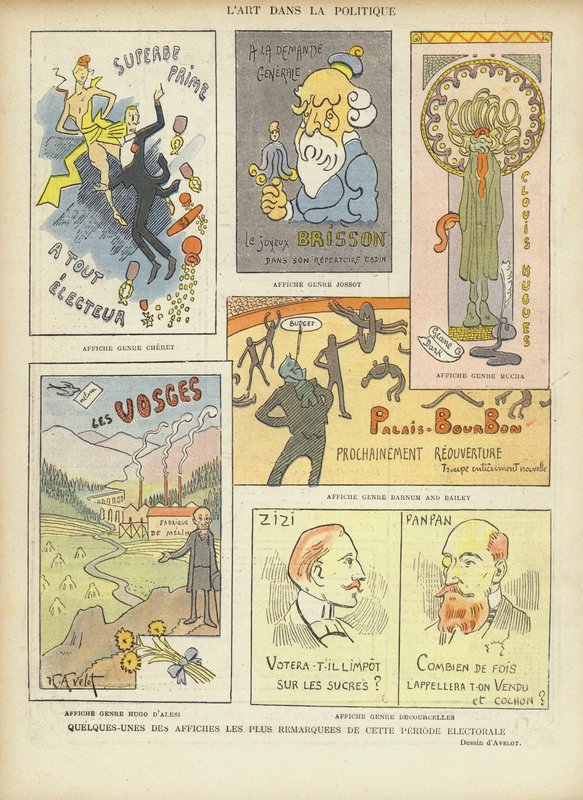 Hayali Fransız seçim afişleri, Le Rire için illüstrasyon by Henri Avelot