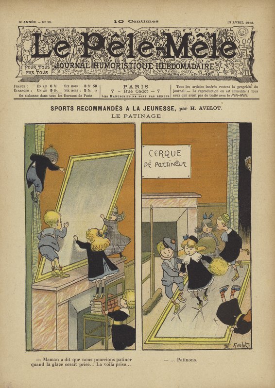 Gençlere tavsiye edilen spor. Buz Pateni. Le Pele-Mele için çizim, 1902 by Henri Avelot