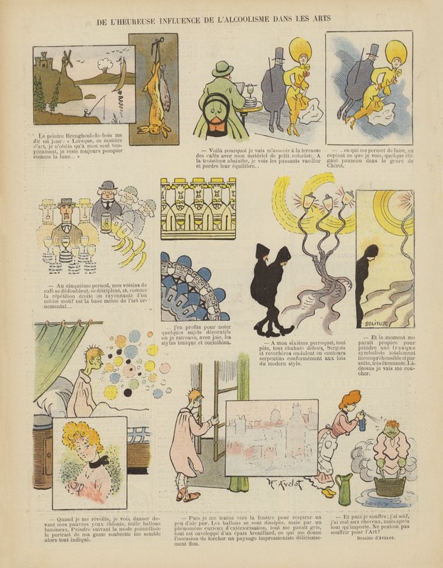 Alkolizmin sanat üzerindeki mutlu etkisi. Le Rire için İllüstrasyon by Henri Avelot