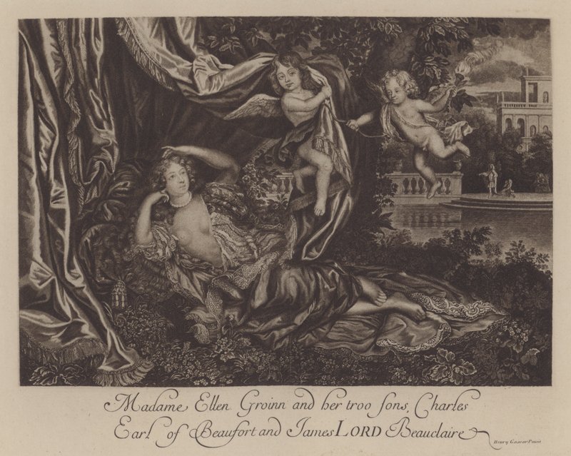Nell Gwyn ve iki oğlu, Charles, Burford Kontu ve James, Lord Beauclerk (gravür) by Henri Gascar