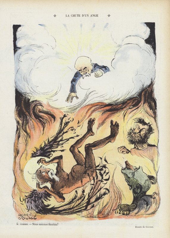 Bir meleğin düşüşü. Le Rire için İllüstrasyon (renkli lito) by Henri Gousse