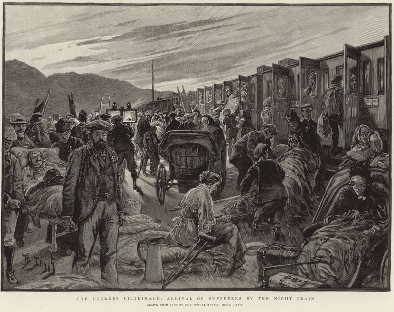 Lourdes Hac Yolculuğu (taş baskı) by Henri Lanos