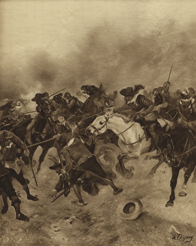 Battle of Marston Moor, 1644 (gravure) by Henri Louis Dupray