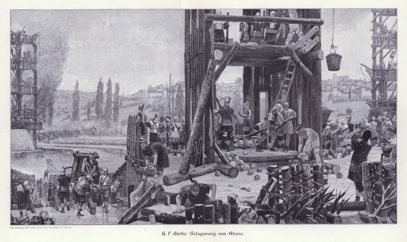 Alesia Kuşatması, Galya, MÖ 52, Usta Gravürlerde Modern Sanattan İllüstrasyon (Richard Bong, Berlin, c. 1904 (gravür) by Henri Paul (after) Motte