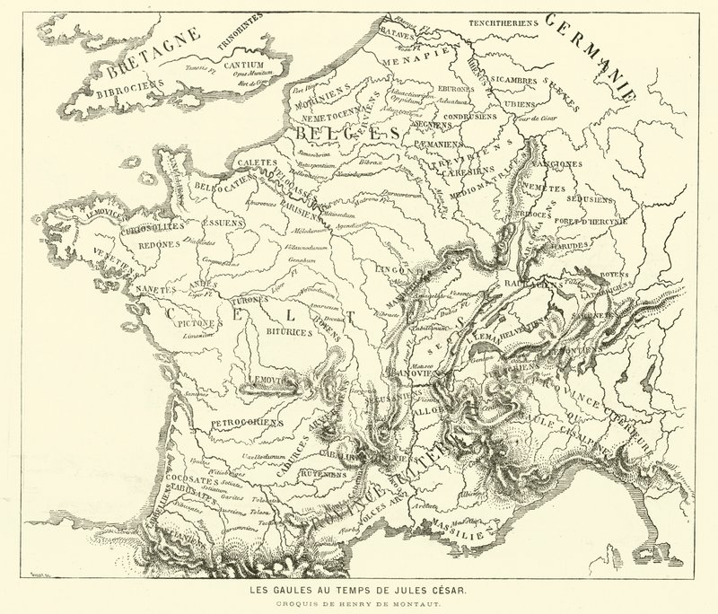 Julius Caesar döneminde Galyalıların Toprakları (gravür) by Henri de (after) Montaut