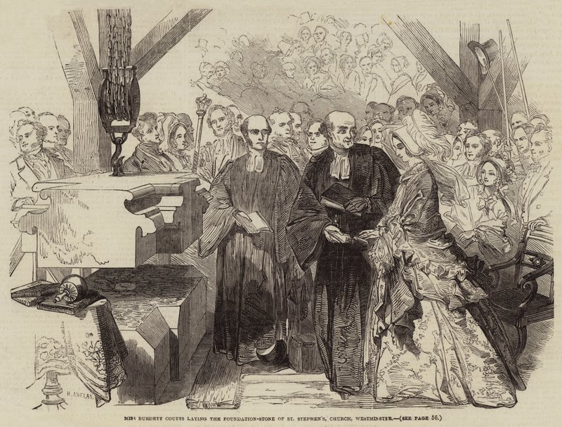 Bayan Burdett Coutts, St Stephen's, Church, Westminster'ın Temel Taşını Döşüyor by Henry Anelay