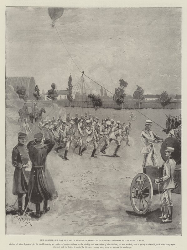 Alman Ordusunda Tutsak Balonların Hızlıca Yükseltilmesi veya İndirilmesi İçin Yeni Düzen by Henry Charles Seppings Wright