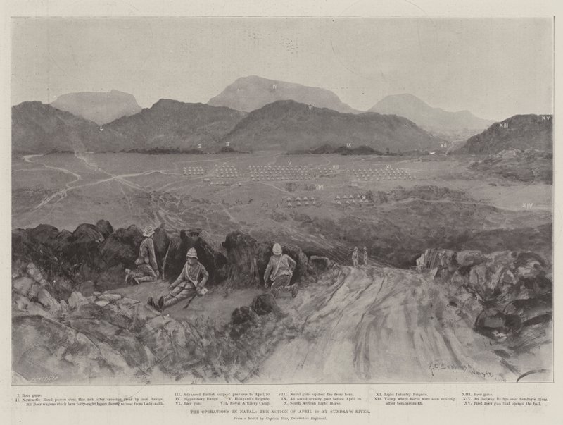 Natal'daki Operasyonlar, Pazar Günü River'da 10 Nisan Eylemi by Henry Charles Seppings Wright