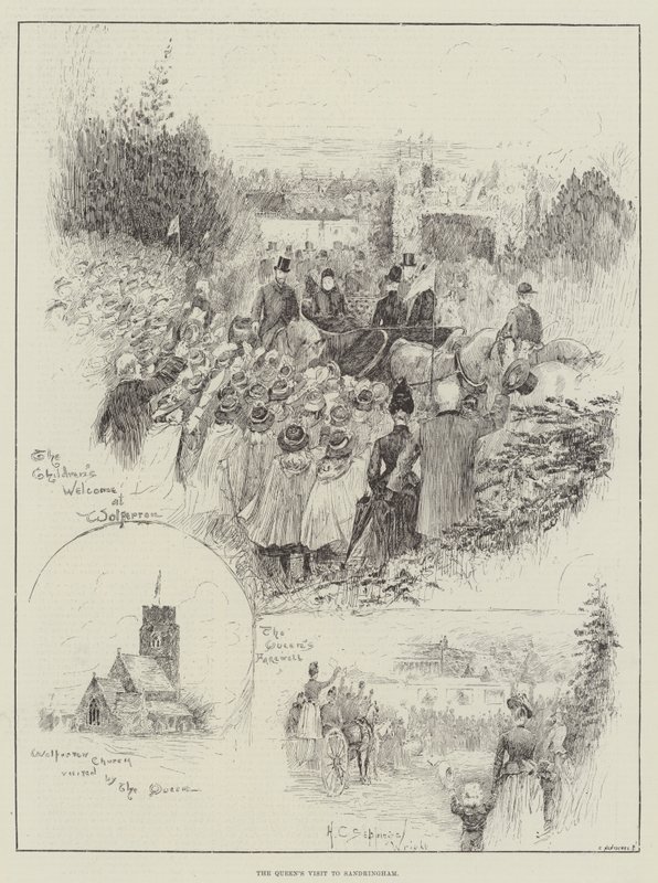 ಸ್ಯಾಂಡ್ರಿಂಗ್ಹ್ಯಾಮ್ ಟರ್ಕಿಗೆ ರಾಣಿಯ ಭೇಟಿ by Henry Charles Seppings Wright