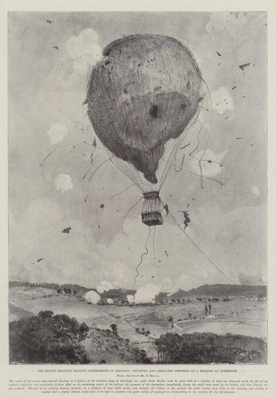 Almanya'da Son Askeri Balon Deneyleri, Piyade ve Topçu İnterbogk'ta Balona Atış by Henry Charles Seppings Wright