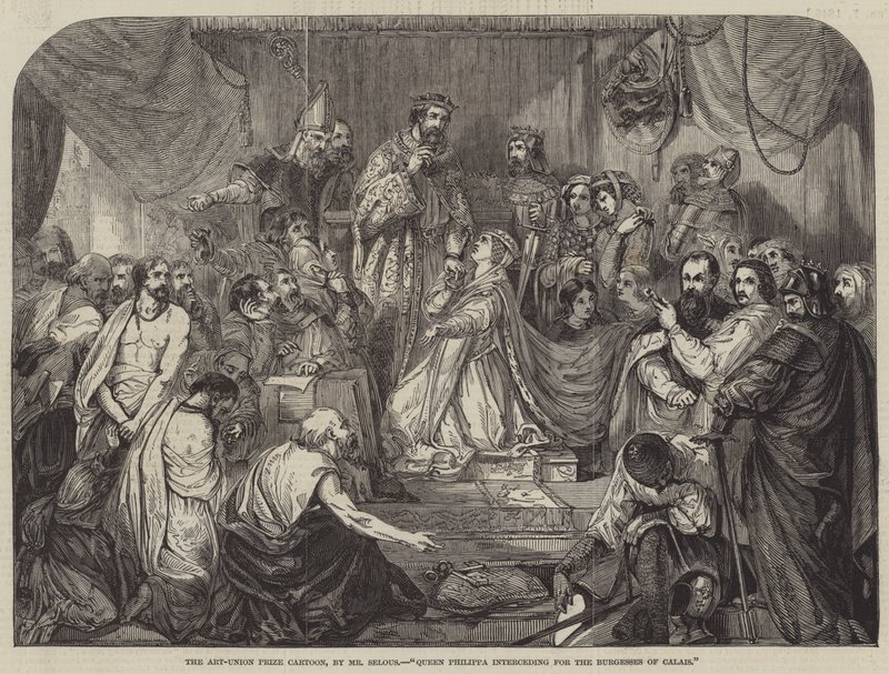Kraliçe Philippa Calais Burgesses için aracılık ediyor by Henry Courtney Selous