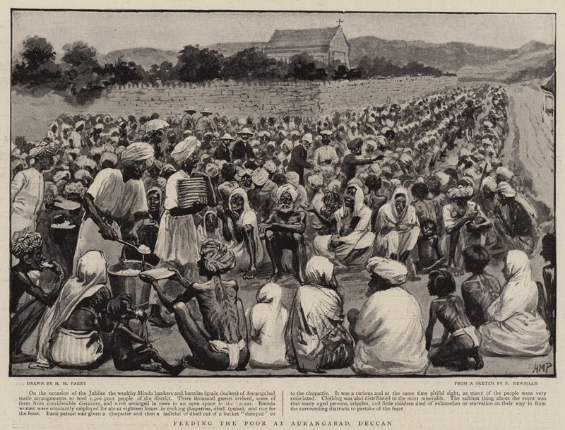 Deccan, Aurangabad'da Yoksulları Beslemek by Henry Marriott Paget