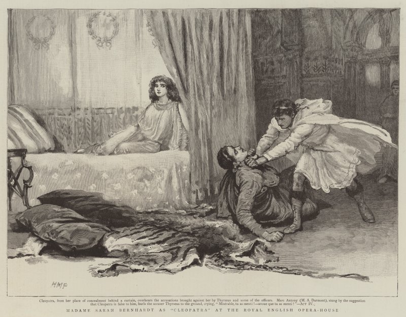 Madam Sarah Bernhardt, Kraliyet İngiliz Opera Binası'ndaki Kleopatra'da by Henry Marriott Paget