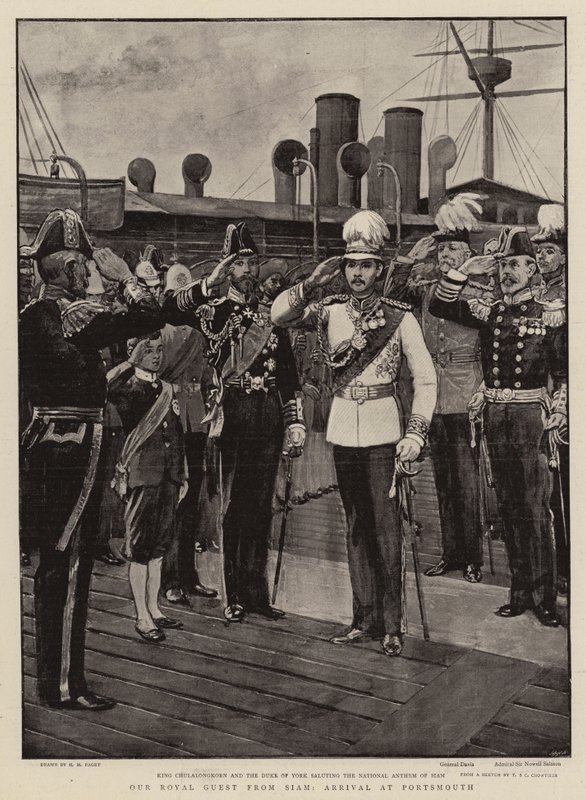 Our Royal Guest from Siam, Arrival at Portsmouth  by Henry Marriott Paget