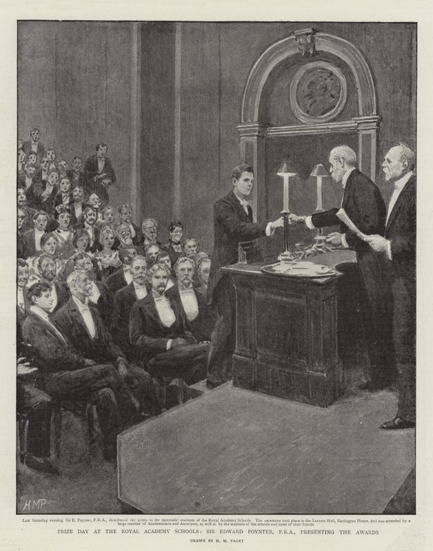 Kraliyet Akademisi Okullarında Ödül Günü, Sir Edward Poynter, PRA, Ödülleri sunarken by Henry Marriott Paget