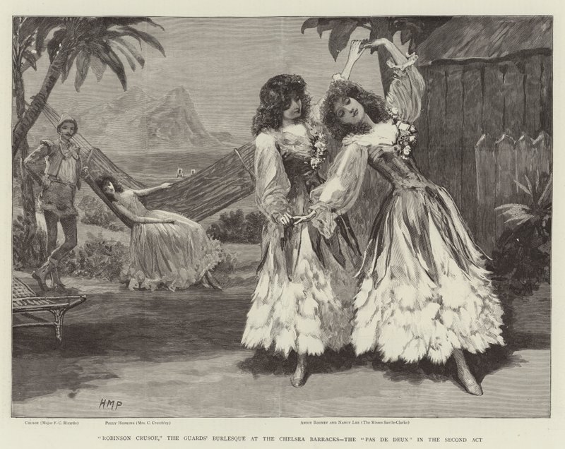 Robinson Crusoe, Chelsea Kışlasındaki Muhafız Burlesque, İkinci Perdede Pas de Deux by Henry Marriott Paget