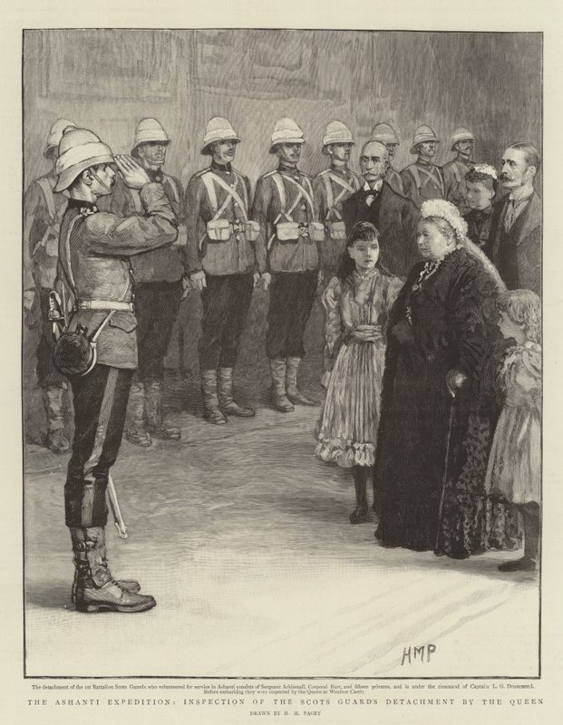 Ashanti Seferi, İskoç Muhafız Müfrezesinin Kraliçe Tarafından Teftişi by Henry Marriott Paget