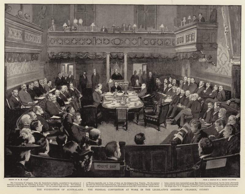 Avustralasya Federasyonu, Sidney Yasama Meclisi Odasında İş Başında Federal Sözleşme by Henry Marriott Paget