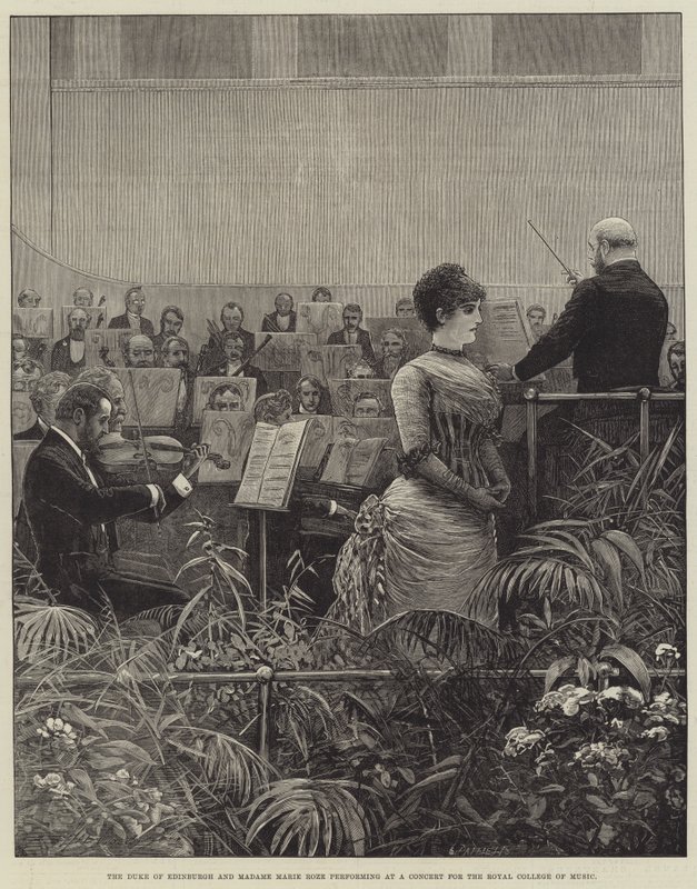 Edinburgh Dükü ve Madam Marie Roze, Royal College of Music için bir Konserde performans sergiliyor by Henry Stephen Ludlow