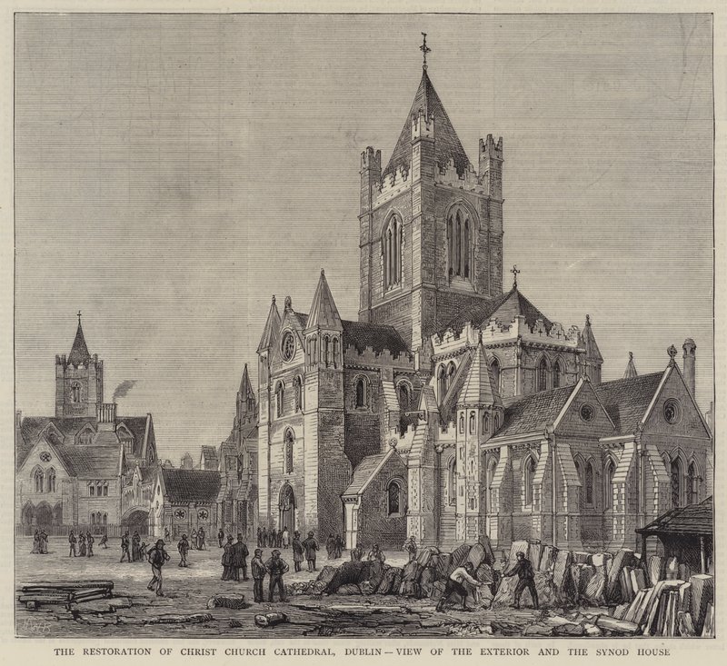 The Restoration of Christ Church Cathedral, Dublin, View of the Exterior and the Synod House  by Henry William Brewer
